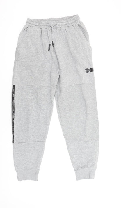 Crosshatch Boys Grey Jogger Trousers L Elastic Waist Fleece Casual Comfort