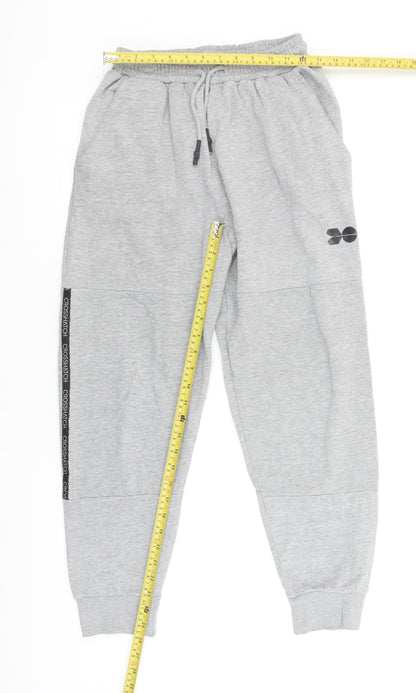 Crosshatch Boys Grey Jogger Trousers L Elastic Waist Fleece Casual Comfort