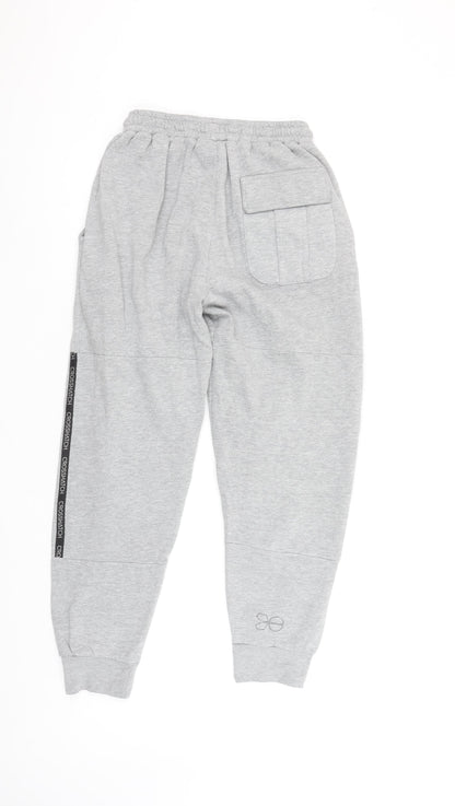 Crosshatch Boys Grey Jogger Trousers L Elastic Waist Fleece Casual Comfort