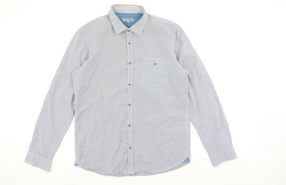 Ted Baker Men's Blue Check Long Sleeve Cotton Button-Up Shirt Size L
