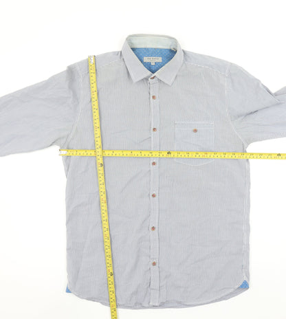 Ted Baker Men's Blue Check Long Sleeve Cotton Button-Up Shirt Size L