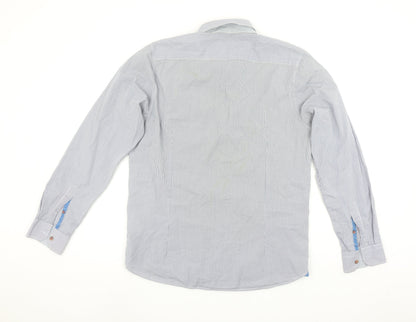 Ted Baker Men's Blue Check Long Sleeve Cotton Button-Up Shirt Size L