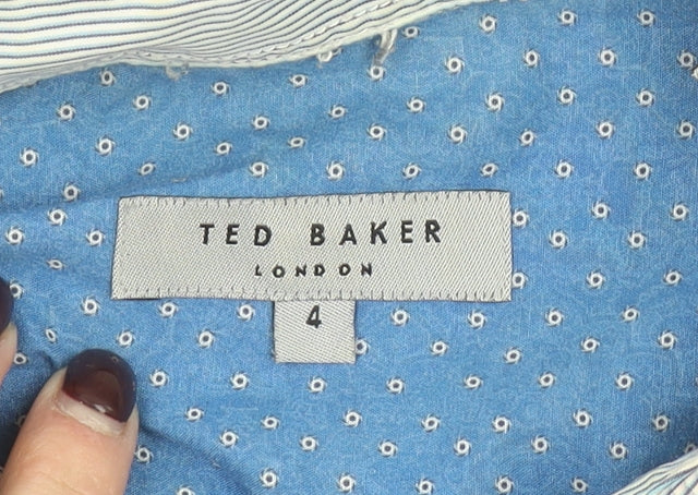 Ted Baker Men's Blue Check Long Sleeve Cotton Button-Up Shirt Size L