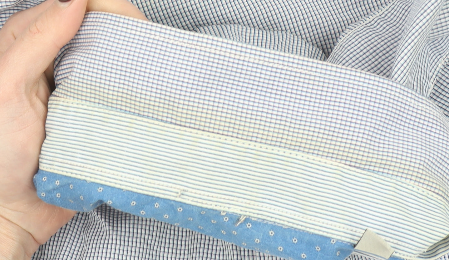 Ted Baker Men's Blue Check Long Sleeve Cotton Button-Up Shirt Size L