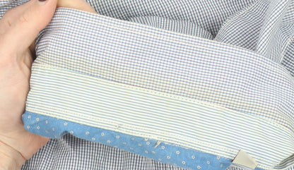 Ted Baker Men's Blue Check Long Sleeve Cotton Button-Up Shirt Size L