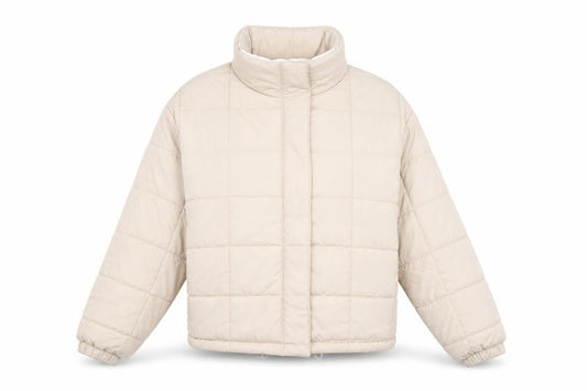 Topshop Women Beige Hooded Puffer Jacket UK 16 Polyester Winter Coat