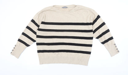 Principles Womens Beige Black Striped Knit Jumper Size L