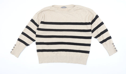 Principles Womens Beige Black Striped Knit Jumper Size L