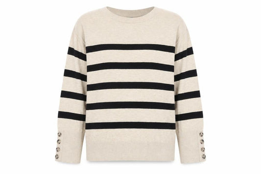 Principles Womens Beige Black Striped Knit Jumper Size L