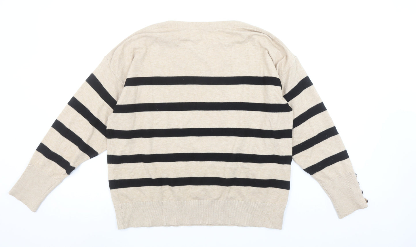 Principles Womens Beige Black Striped Knit Jumper Size L