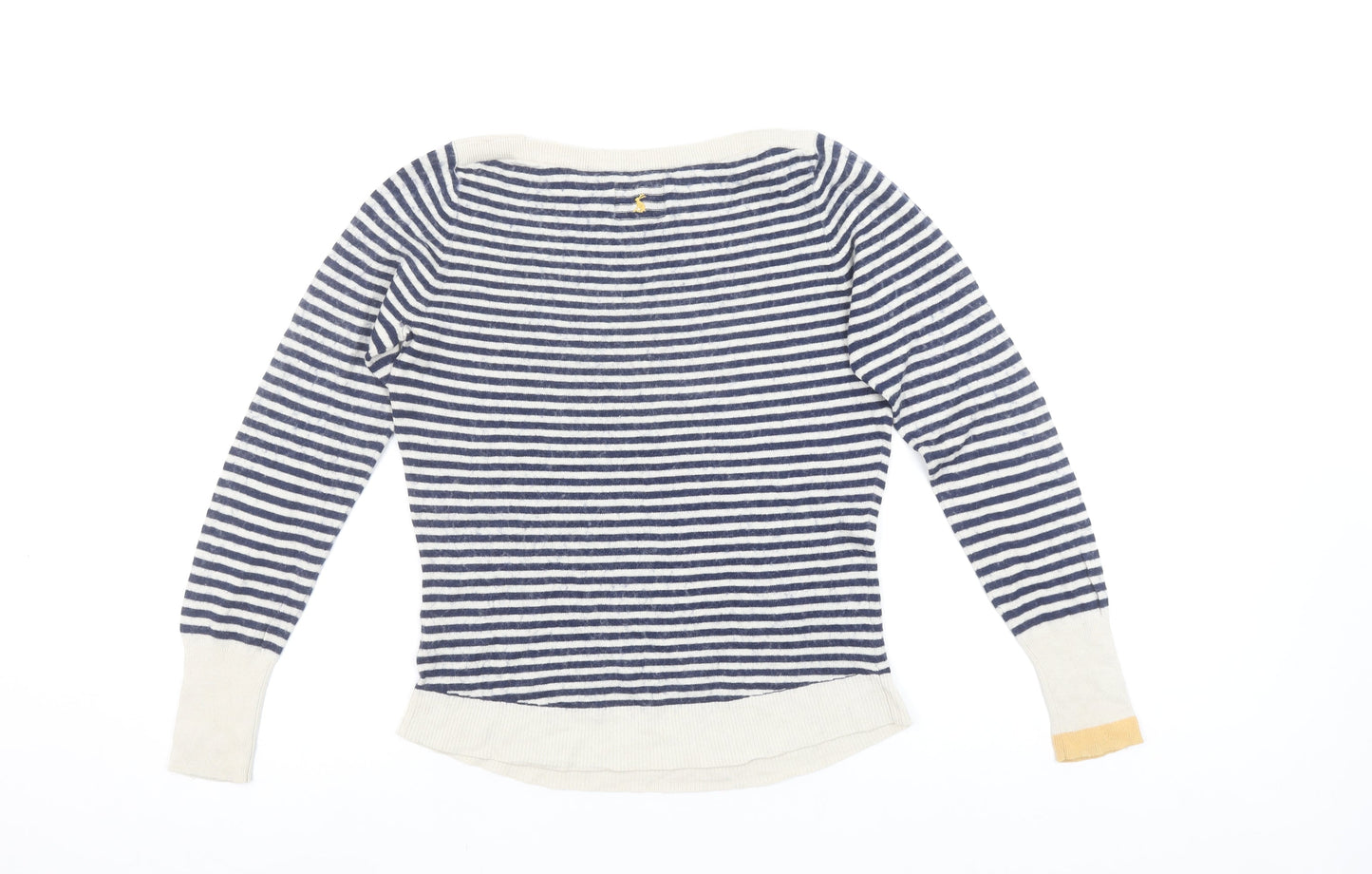 Joules Women Blue Striped Bird Cotton Jumper Size 10
