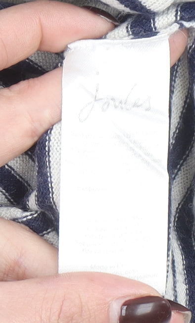 Joules Women Blue Striped Bird Cotton Jumper Size 10
