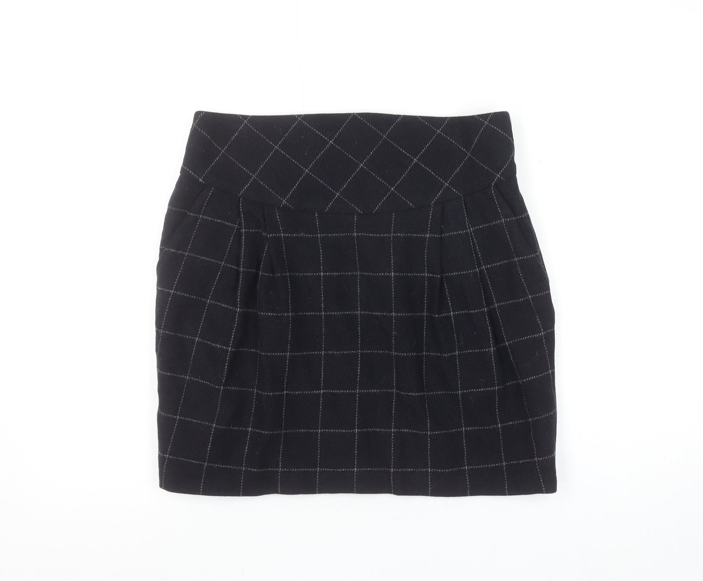 Crew Clothing Co. Women's Black Wool Check Pencil Skirt Size 10