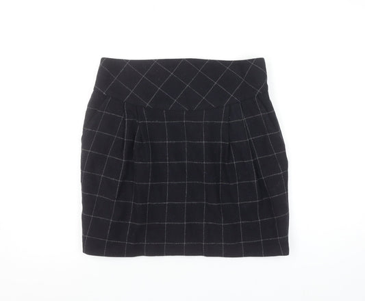 Crew Clothing Co. Women's Black Wool Check Pencil Skirt Size 10