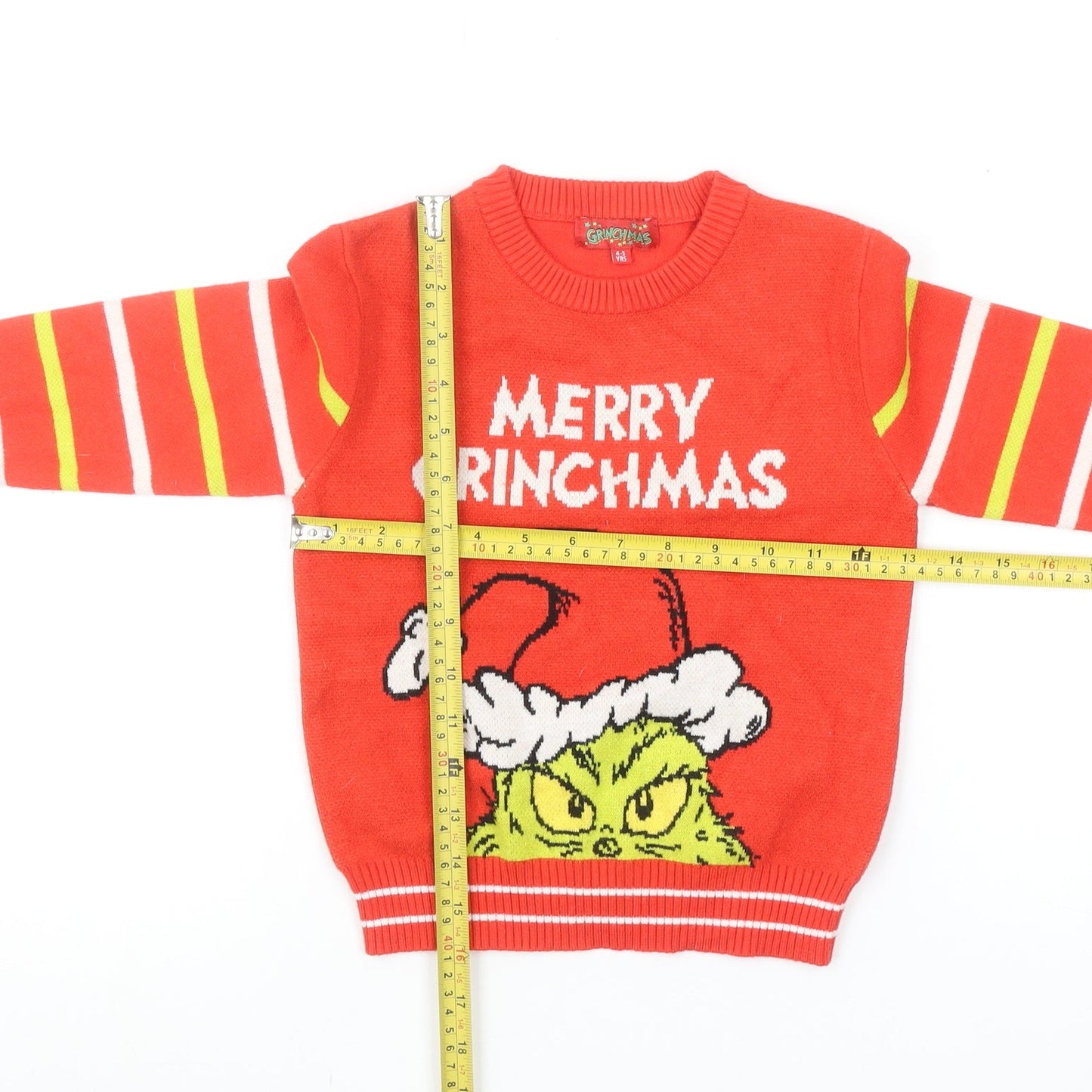 Grinchmas Girls Red 4-5 Years Pullover Jumper Christmas Cartoon Knit
