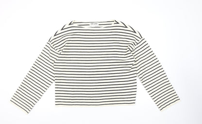 Vero Moda Women’s White Striped Boat Neck Knit Jumper Size S