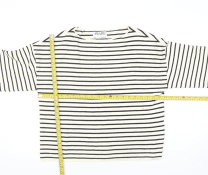 Vero Moda Women’s White Striped Boat Neck Knit Jumper Size S