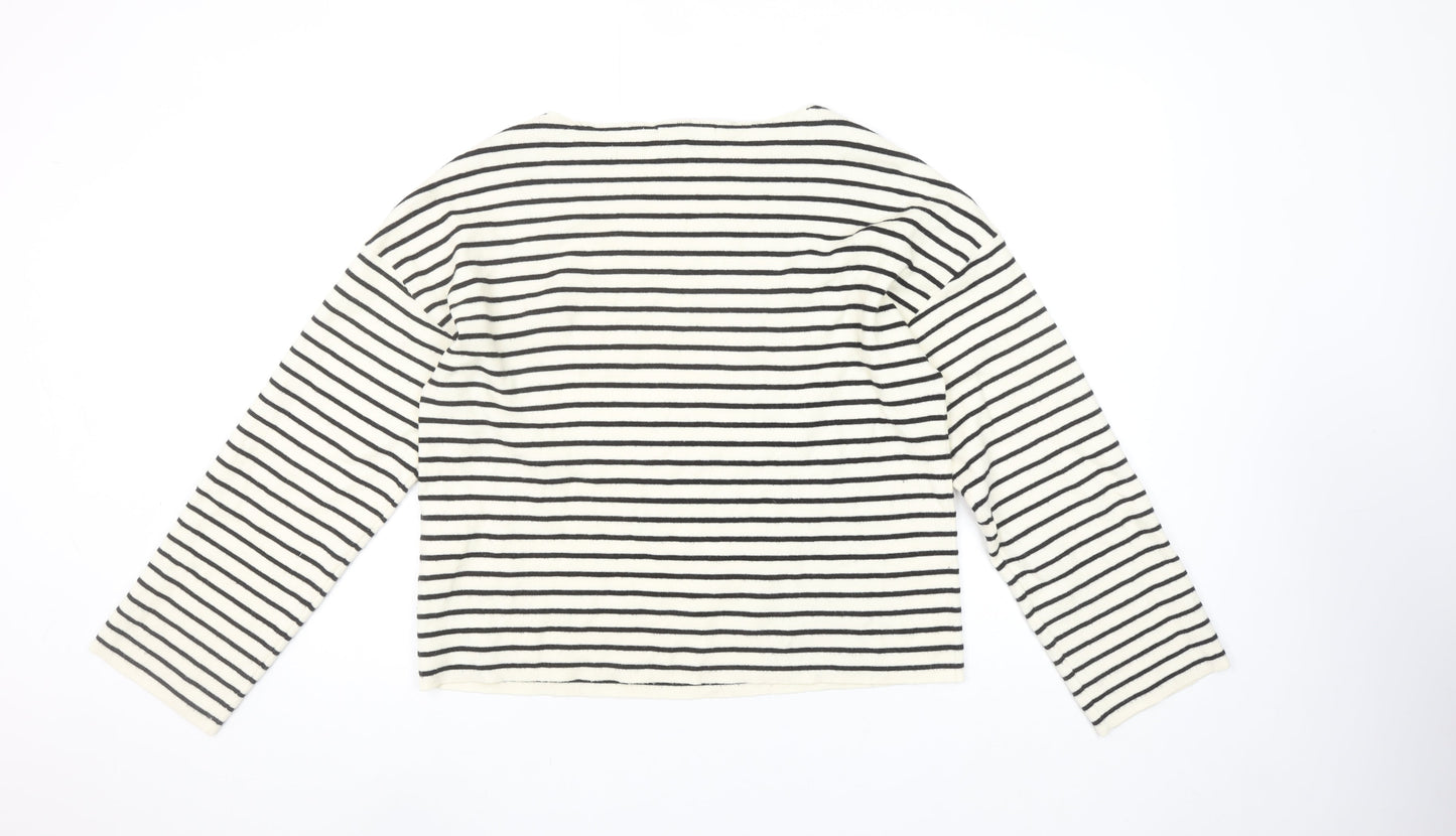 Vero Moda Women’s White Striped Boat Neck Knit Jumper Size S