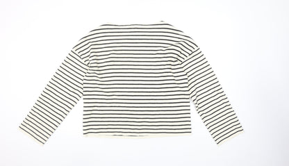 Vero Moda Women’s White Striped Boat Neck Knit Jumper Size S