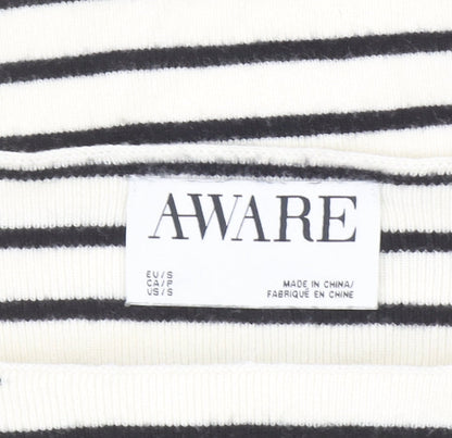 Vero Moda Women’s White Striped Boat Neck Knit Jumper Size S