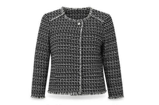 Next Women's Black White Tweed Bouclé Suit Jacket Size 12