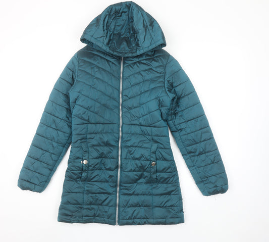 Regatta Girls Green 11-12 Years Hooded Mid-Length Puffer Jacket Coat