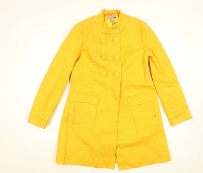 H&M Women's Yellow Cotton Mid-Length Trench Coat Size 8