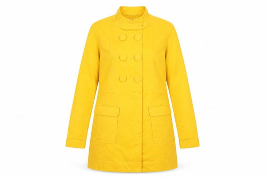 H&M Women's Yellow Cotton Mid-Length Trench Coat Size 8