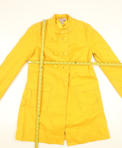 H&M Women's Yellow Cotton Mid-Length Trench Coat Size 8