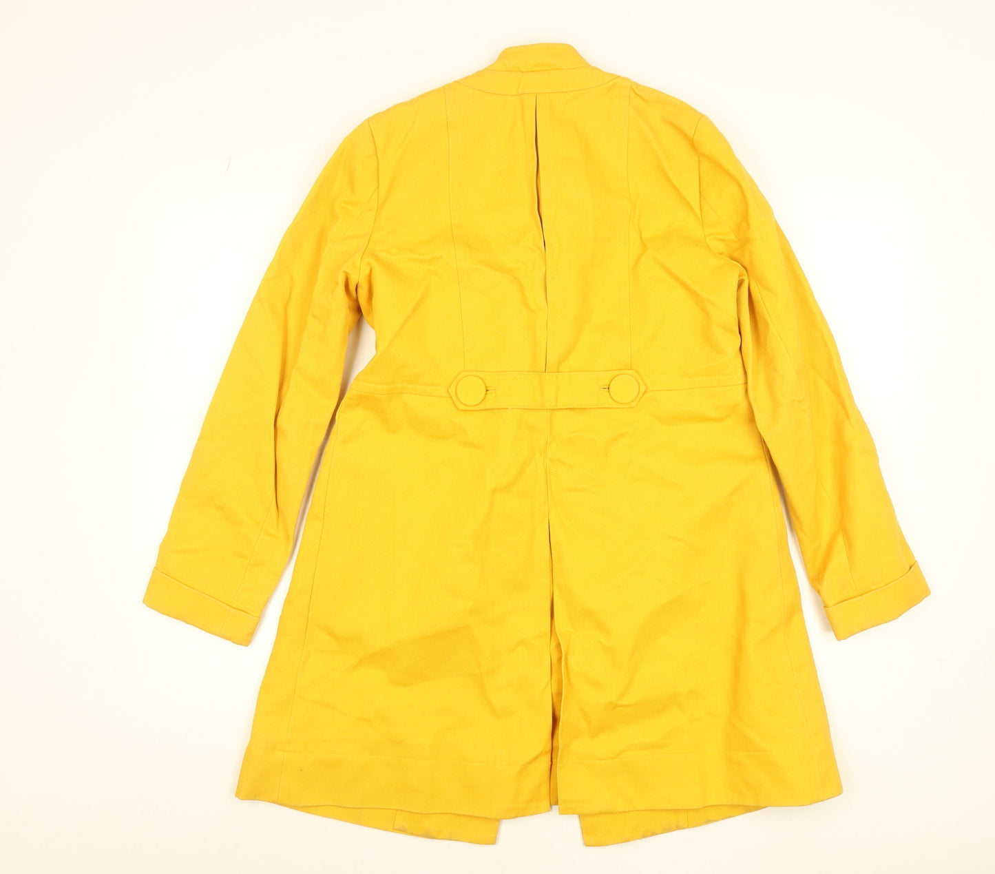 H&M Women's Yellow Cotton Mid-Length Trench Coat Size 8