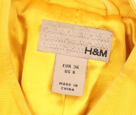 H&M Women's Yellow Cotton Mid-Length Trench Coat Size 8