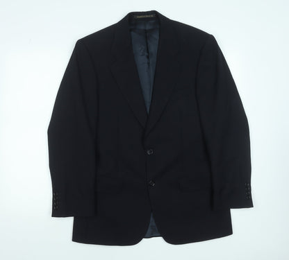 Marks and Spencer Men Blue 36 Regular Wool Single-Breasted Blazer