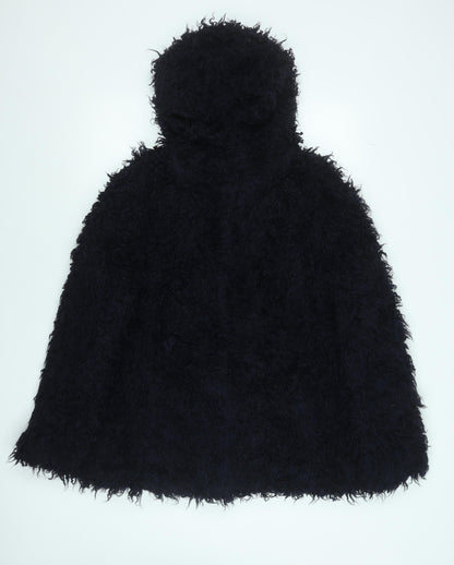 Henry Holland Women Black Fleece Hoodie Cape Style Size S Modacrylic Blend