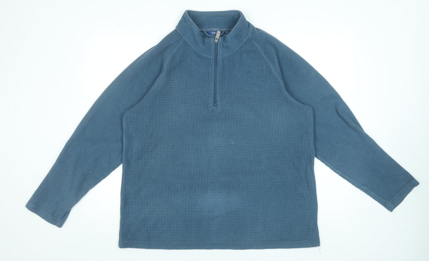 Cotton Traders Mens Blue L 1/4 Zip High Neck Knit Sweatshirt