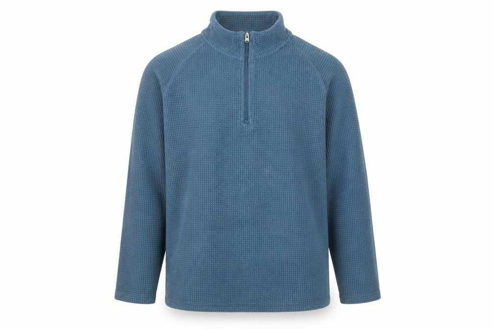 Cotton Traders Mens Blue L 1/4 Zip High Neck Knit Sweatshirt