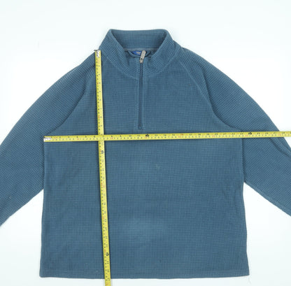 Cotton Traders Mens Blue L 1/4 Zip High Neck Knit Sweatshirt