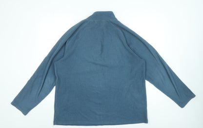 Cotton Traders Mens Blue L 1/4 Zip High Neck Knit Sweatshirt