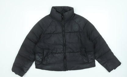 Monki Women’s Black Short Puffer Jacket Size S Quilted Lightweight