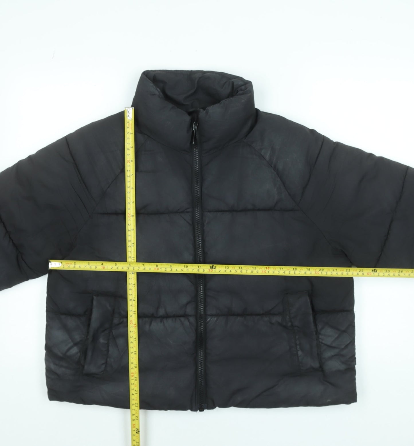 Monki Women’s Black Short Puffer Jacket Size S Quilted Lightweight