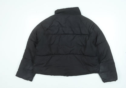 Monki Women’s Black Short Puffer Jacket Size S Quilted Lightweight