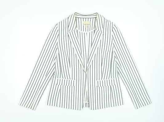 Phase Eight Women’s White Striped Blazer UK 14 Classic Work Jacket