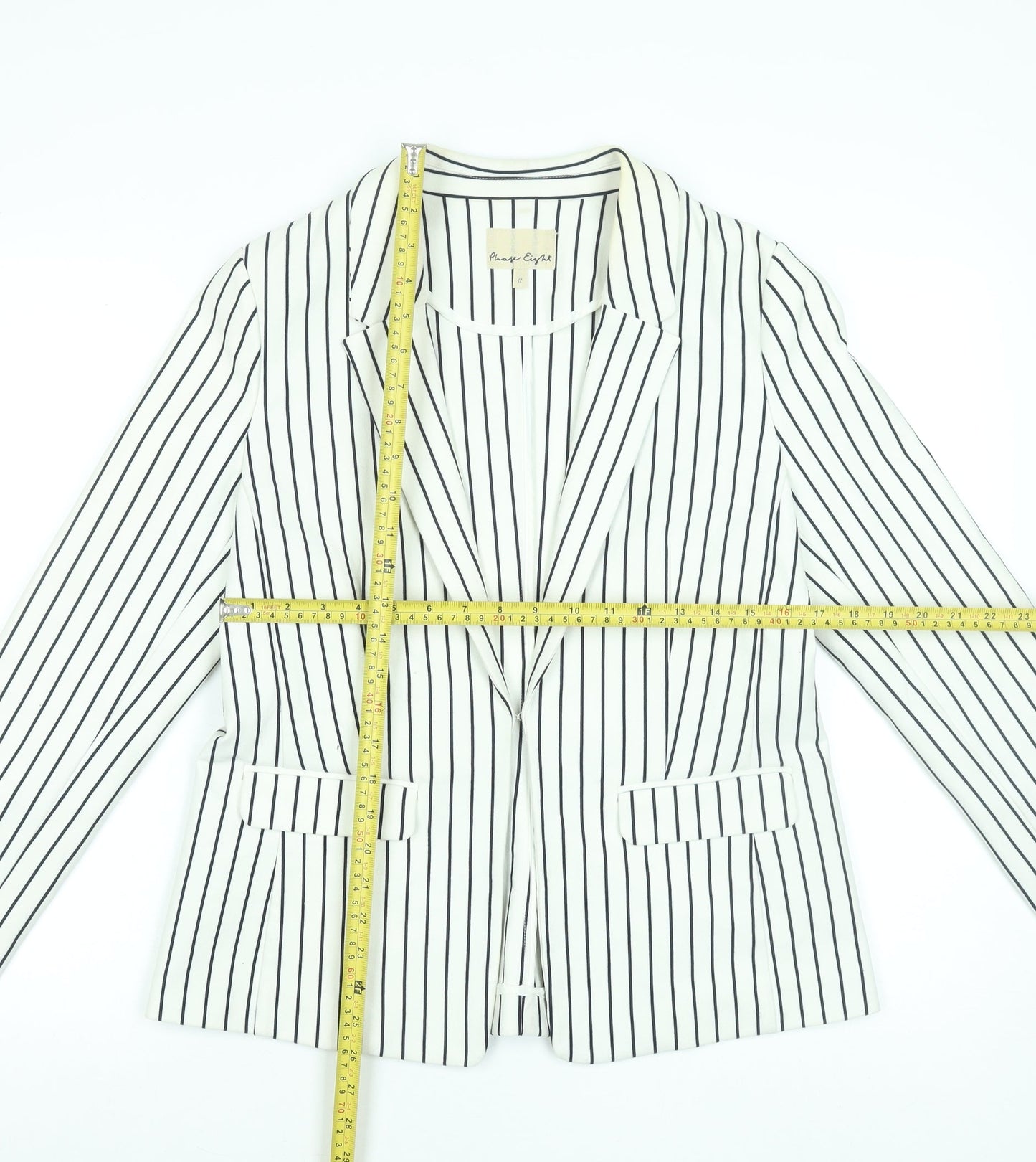 Phase Eight Women’s White Striped Blazer UK 14 Classic Work Jacket