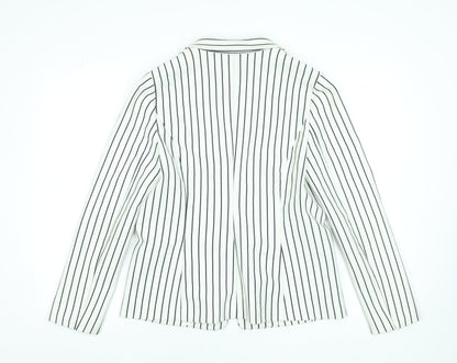 Phase Eight Women’s White Striped Blazer UK 14 Classic Work Jacket
