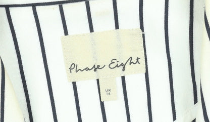 Phase Eight Women’s White Striped Blazer UK 14 Classic Work Jacket