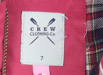 Crew Clothing Girls Pink Faux Fur Hooded Puffer Gilet 7 Years