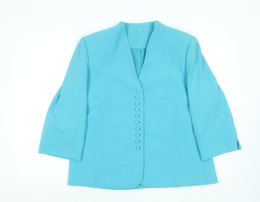 EWM Pure Classics Women’s Blue Size 16 3/4 Sleeve Buttoned Blazer