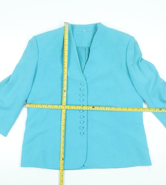 EWM Pure Classics Women’s Blue Size 16 3/4 Sleeve Buttoned Blazer