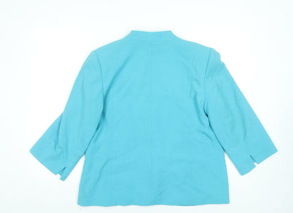 EWM Pure Classics Women’s Blue Size 16 3/4 Sleeve Buttoned Blazer