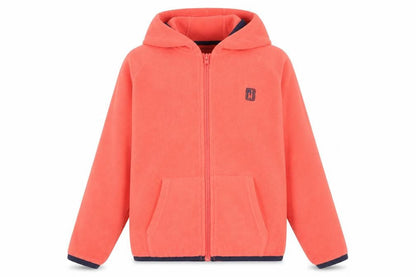 Front view of Hi Gear girls’ pink fleece hooded full zip jacket 7-8 years outdoor layer