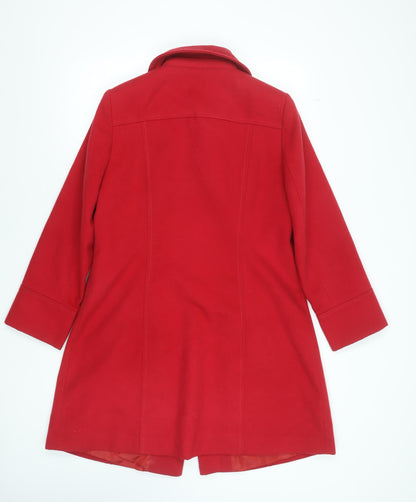 Bm Women's Red Mid-Length Button Overcoat Size 12